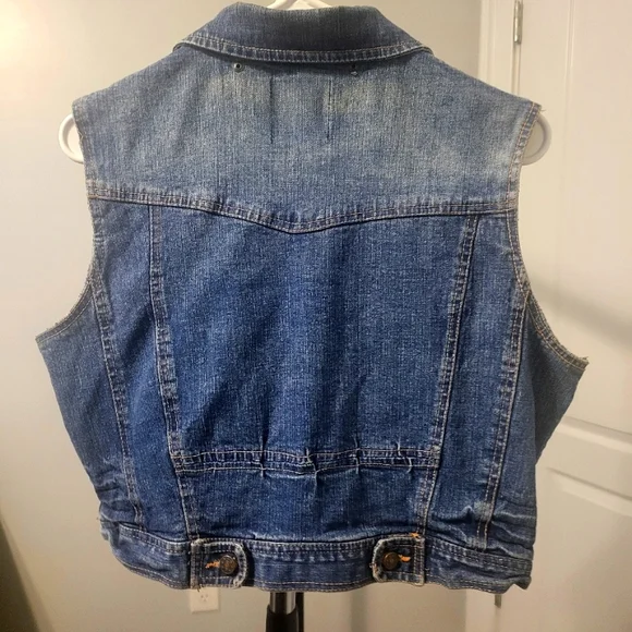 Blue jeans zip up vest/jacket - Picture 2 of 3